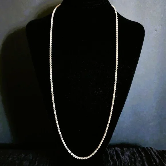 Vintage Sterling Silver Italian Unisex 30 inch 24 grams Rope Chain Necklace